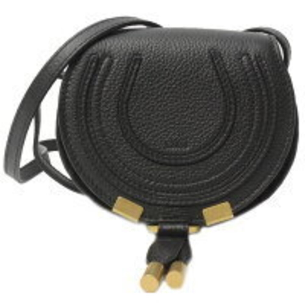 Chloe Marcie Saddle Bag Shoulder Calfskin Black
